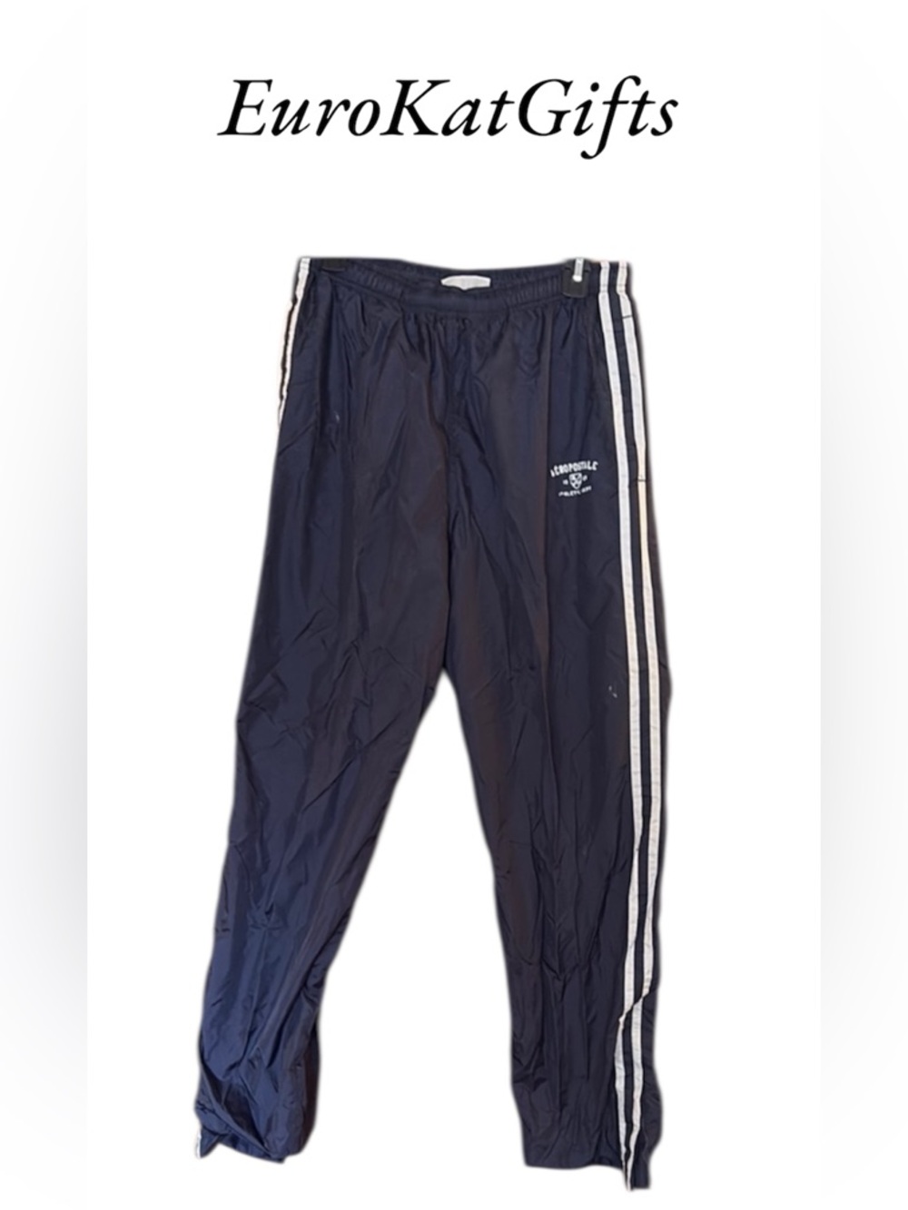 Aeropostale Navy Sweat Jogger Track Pants with White Side Stripes